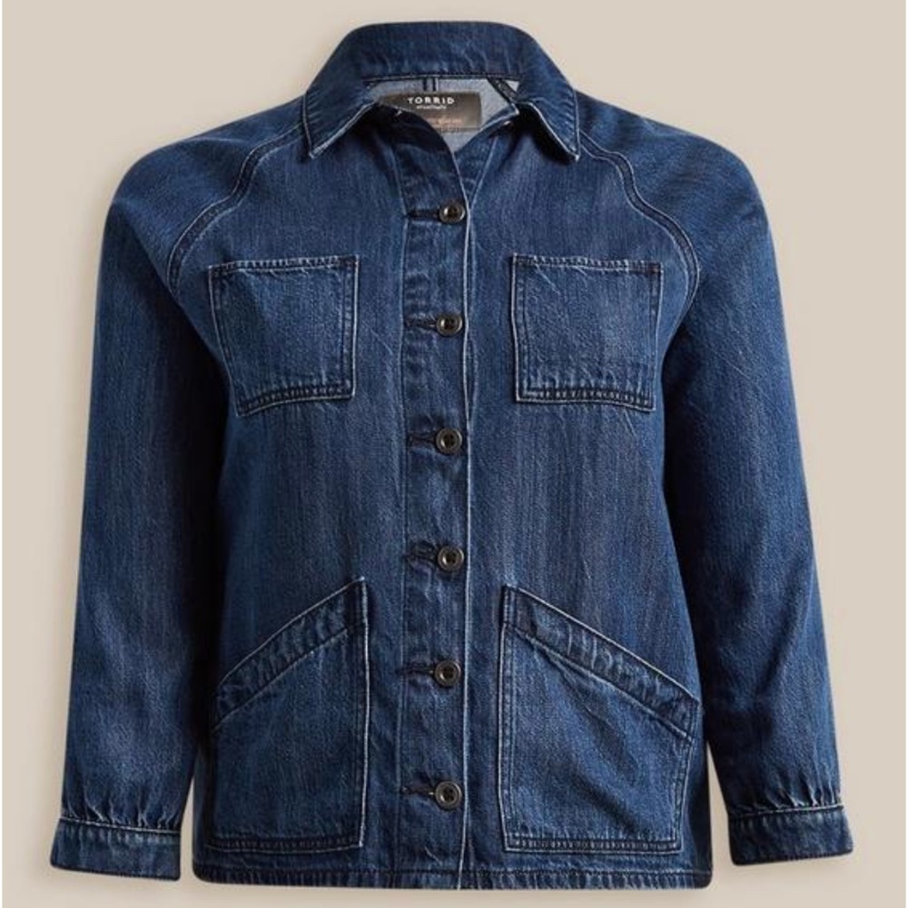 COPY - Blue Tencel Chore Jacket Torrid sz 3